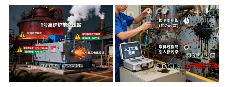 以鋼廠高爐液壓站為例：油液污染早預(yù)警，生產(chǎn)運維更科學(xué) 圖1